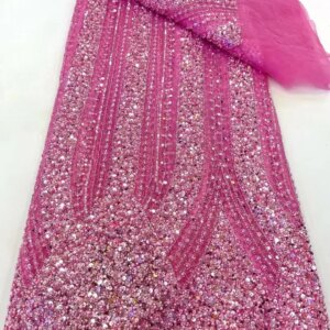 African High-Quality Sequins Beaded Embroidery Lace Fabric 2025 French Tulle for Nigerian Bridal Groom Wedding Party