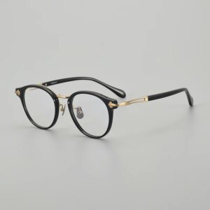 Retro Round Acetate Glasses Harajuku Style Anti Blue Light Reading Eyeglasses for Men/Women Luxury Trendy Optical Frame Designer