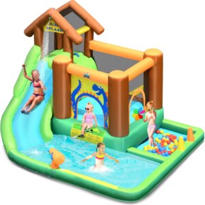 Giant Inflatable Bouncy Water Slide – 6 in 1 Toddler Outdoor Water Park with Pool & Ball Pit, Slide Inflatables for Kids & Adult
