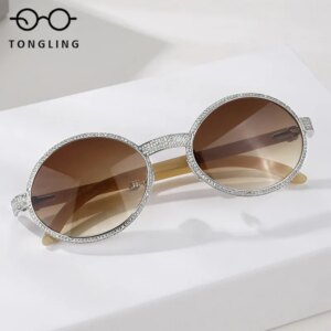 Fashionable Women S925 Silver Set with Moissanite Men Natural Black Buffalo Horn Sunglasses Support Custom Prescription Lenses