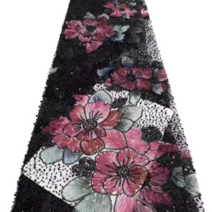 Wholesale African Heavy Beaded Lace Fabric 2025 High Quality Nigerian Luxury SequinS Lace French Tulle Fabric for Party Dress