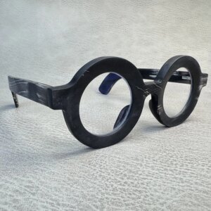 Eyeglass Frames Round Matte Vintage Thick Stripes Handmade Buffalo Horn Reading Prescription Men Glasses Frames Optical Eyewear