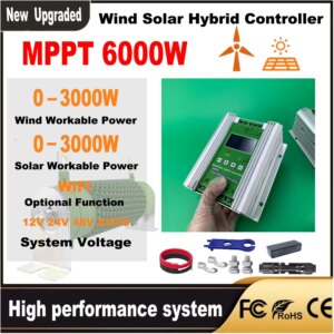 JNGE 12V 24V 48V 3000W Wind Solar Hybrid Charge Controller MPPT Charge for Solar Panel Wind Turbine Lithium Lead Acid Battery