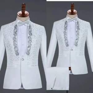Groom Wear Wedding Tuxedos Beaded Applique One Button Men Suit Shawl Lapel 2 Piece Set Jacket Pants Business Blazers Customized