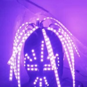 LED Color Change Cosplay Robot Helmet Stage Dance RGB Luminous Armor Nightclub Bar Show Halloween Party DJ Flashing Headwear