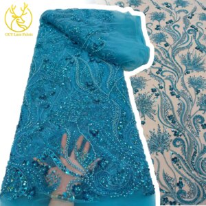 Fashion French Mesh Embroidery Beaded Lace Fabric 2025 Sequins African Nigerian Lace Fabric Wedding Dresses Party Dresses