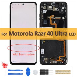 6.9″ AMOLED Foldable LCD For Motorola Razr 40 Ultra LCD Display With Burn-shadow Touch Screen Digitizer Assembly For Moto Razr4
