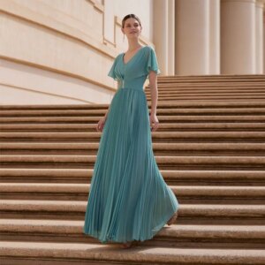 ELegant Dark Lake Green Chiffon Mother of the Bride Dresses for Weddings Floor Length Formal Evening Party Dress