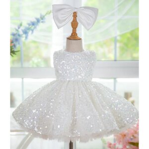 Light luxury girl shiny white pompous dress suitable for wedding parties all kinds of special occasions high-end dress, first co
