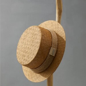 Summer new men’s hemp rope woven three-dimensional grass cloth flat top hat wind fashion shade holiday