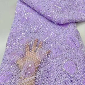 Cord African Lace Fabric 2025 High Quality Sequins Nigerian Lace Fabric 5Yards Beads Tulle Lace Fabric for Women Wedding Dress