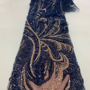 2025 Luxury Elegant Handmade Embroidery Sequins Beaded Net Lace High Quality African French Tulle Lace Fabric For Wedding Sewing