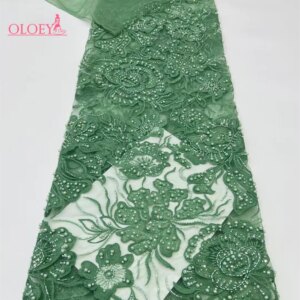 African Nigerian Elegant 3D Embroidered Lace Fabric 2025 French Tulle Lace Fabric With Stones For Party Wedding XC4325
