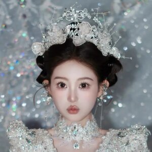 New High-End Heavy Industry String Beads Flower Headband Crown Bridal Headdress Elegant Wedding Dress Hair Styling Super