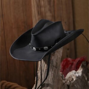 Leather outdoor cowboy hat woman vintage travel holiday top couple layer cowhide big eave