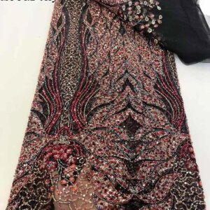 Luxury African Nigerian Groom Sequins Beads Lace Fabric 2025 gold High Quality French Tulle Lace Fabric For Bridal Dress Party