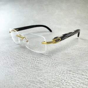 Man Women’s Glasses Frames Rimless Vintage Square Handmade Natural Horn Prescription Eyeglass Frames Myopia Lenses Eyeglasses