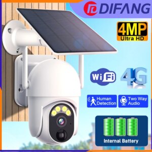 2K 4MP Solar Camera WiFi 4G LTE Cellular Surveillance Security Cameras Outdoor Home Protection Solar Battery Camera PIR Cam
