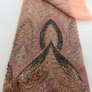 Luxury Nigerian Beaded Pearls Lace Fabric 2025 French Groom Heavy Handmade Sequins Tulle Lace Fabric For Bride Wedding Dress Sew