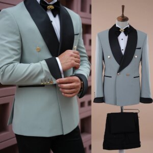 Formal Shawl Lapel Wedding Tuxedos 2 Pieces Patchwork Pocket Jacket & Pants Customized Groom Suits Evening Party Male Outfit