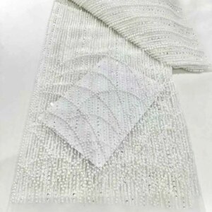 Nigerian Luxury Sequins Lace Fabric 2025 High Quality African Tulle Heavy Beads Lace Fabric French For Women Wedding Party Dress