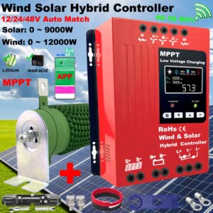6000W MPPT Wind Solar Hybrid Controller Boost Charger 12V 24V 48V Free Dump Load Support Lithium Lifepo4 Lead Acid GEL Battery