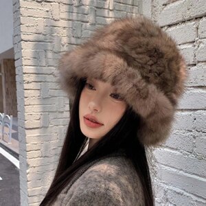 2025 New Sable Fur Women’s Winter Hat Warm Ear Protection Snow Ski Cap Female Bomber Hat Windproof Russian Hat
