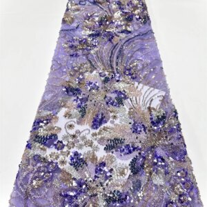 Wholesale African Heavy Beaded Lace Fabric 2025 High Quality Nigerian Luxury Sequin Lace French Tulle Fabric for Party Dress