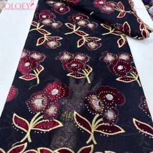 2025 Fashion French Embroidery Velvet Lace Fabric African Nigerian Sequin Lace Fabric For Wedding Dress