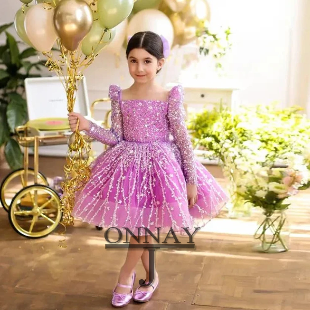 JONANY Bling Bow Flower Girl Dress Birthday Pageant Communion Robe De Demoiselle Baby Party