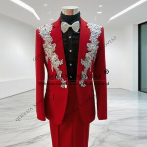 Luxury Crystals Beaded Wedding Suits For Men Single Breasted Prom Tuxedos Customized 2 Pieces Man Banquet Party Clothing 2025