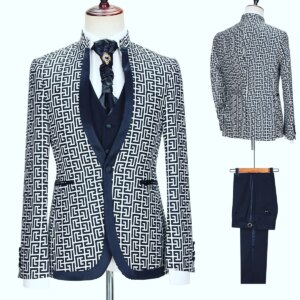 New Wedding Suit Special Pattern Slim Fit 2-Pieses Coat Pant Business Formal Groom Tuxedo Broadcloth Wedding Party Customized