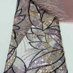 Luxury Heavy Beads Lace Embroidery African Lace Fabric 2024 High Quality Nigeria Wedding French Tulle Sequins Material 5Yards HD