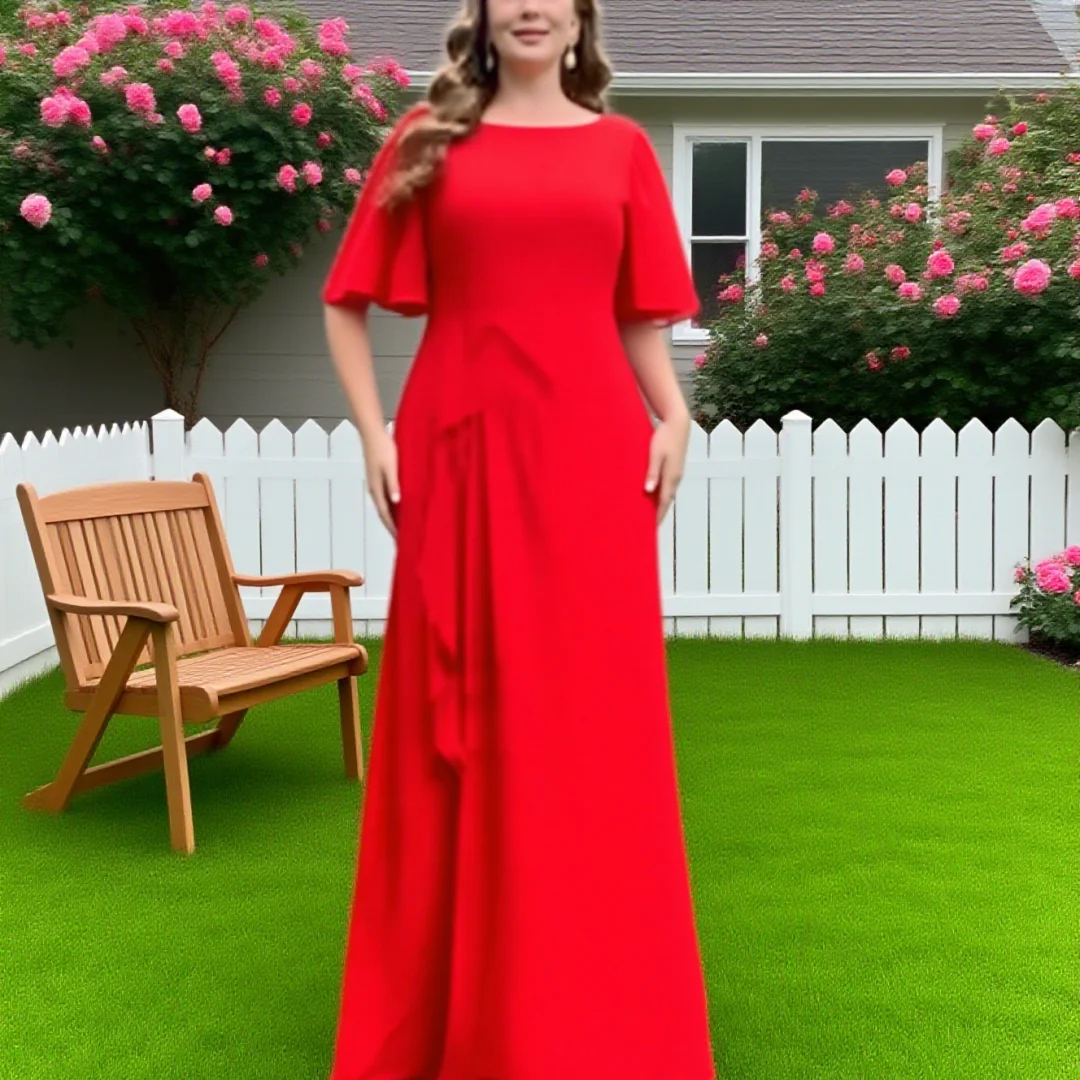 Customized elegant beaded chiffon pleated floor-length wedding party dress for the bride's mother, formal evening gown