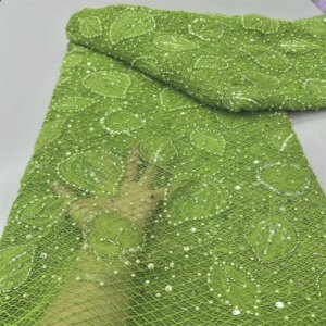 African Sequins Beaded Lace Fabrics 2025 High Quality Sequence Embroidery French Nigerian Lace Fabric For Wedding Sewing