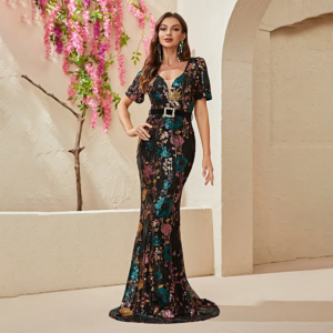 Illusion shiny Appliqued Mother of the Bride Dresses Pleats Mermaid Dress For Weddings Elegant Formal Prom Dresses mermaid