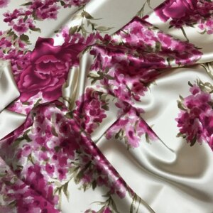 High Quality Silk Satin Suzhou Hongcheng Fabric 40momme Thickened Inkjet Rose Flower Cheongsam