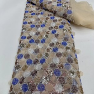 Luxury African Beaded 2025 High Quality Nigerian Sequins With Pearl Lace French Tulle Lace Fabric For Party Dress Sewing