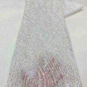 Africa Nigerian Beaded French Mesh Lace With Sequins High Quality 2025 Embroidery Lace Sequins Lace For Wedding Dresses Women