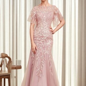 Wedding Guest Elegant Casual Trumpet/Mermaid Scoop Half Sleeves Floor-Length Mother Of The Bride Dresses With Lace Applique 2024