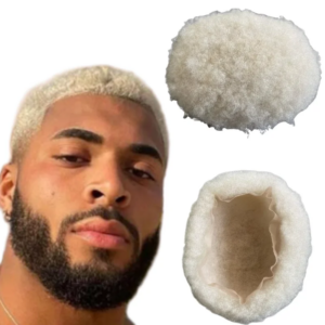 Malaysian Virgin Human Hair Hairpieces 60# Platinum Color 32mm Wave Knots PU Toupee 8×10 Skin Unit for White Men