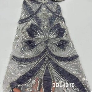 Beautiful Nigerian Sequins Party Lace African Beads Lace Fabric 2025 High Quality 5Yards African French Tulle Net Lace Fabric