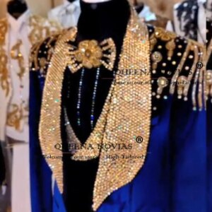 Shiny Beaded Diamond Wedding Suits For Men 3 Pieces Sets Groom Tuxedos Shawl Lapel Male Prom Blazer Terno Masculino Completo
