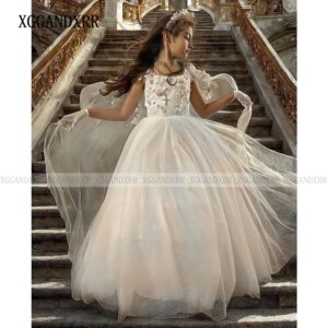 Elegant Flower Girl Dress 2025 White Mini Quinceanera Birthday Party Gown Wedding Formal Pageant Daughter Sister Princess