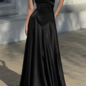 Black Elegant Women Bridesmaid Dresses Spaghetti Satin Wedding Party Dress For Women A-Line Evening Dress Sleeveless Customized