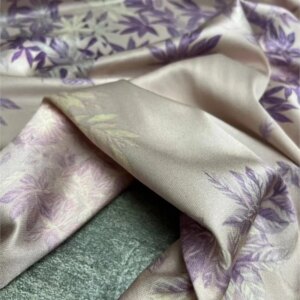 Early autumn haute couture pink and purple printed twill stretch silk fabric dress top cheongsam