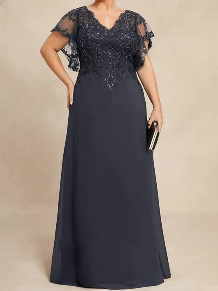 Mother of Bride Dress for Women Plus Size Appliqueas Chiffon Wedding Party Dresses 2025 with Lace vestidos para mujer Customized