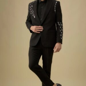 Handmade Wedding Suit for Man Beading Rhinestones Peak Lapel One Button 2Pcs Blazer Pants Formal Occasions Suits for Men Party