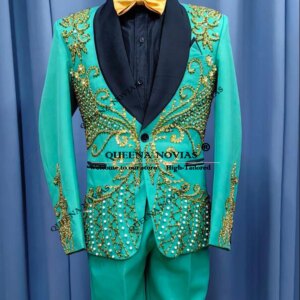 Shiny Beaded Ornament Tuxedos Suit For Man Single Breasted Wedding Groom Prom Blazer Outfits 2 Pieces Sets trajes para hombre