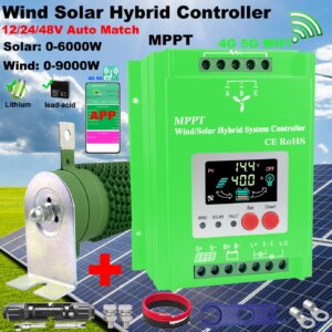 3000W 5KW 9KW WIFI Wind Solar Hybrid Controller MPPT 12V 24V 48V Regulator Design For Lithium Lead Acid GEL Battery Charging